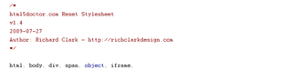 HTML5 CSS Reset